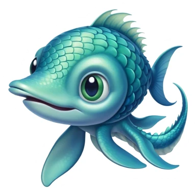 "A young sea creature with smooth, blue-green scales covering his body, large expressive eyes filled with curiosity, and small fin-like ears. His hair transforms into sleek, fin-like tendrils, and his limbs have subtle webbing between the fingers and toes. Still human form sticker