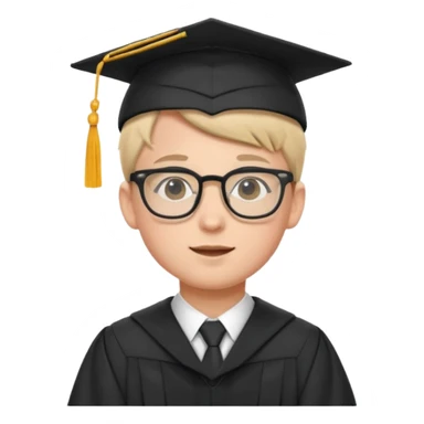 boy with glasses in graduation suit sticker