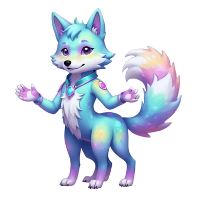 anthropomorphic anthro kawaii cute colorful shiny pastel nebula furry wolf-fursona furry  (2 legs, 2 arms) sticker