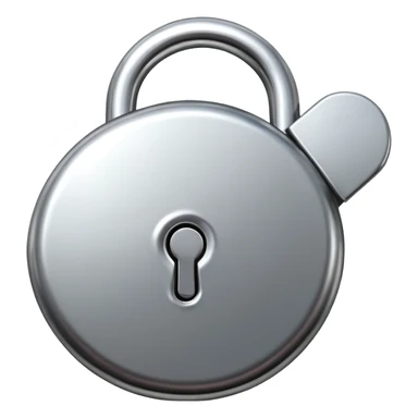 Chrome silver lock emoji, iOS emoji style, smooth metallic surface, rounded edges, reflective highlights, minimalistic sticker