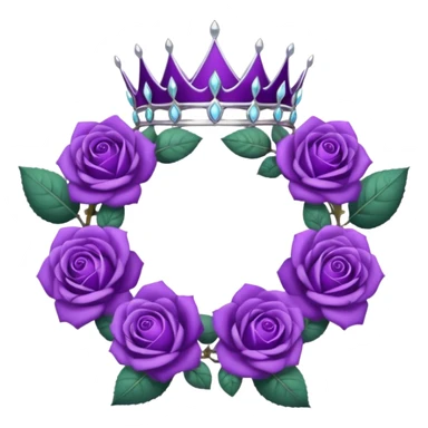 Purple rose with silver tiara and a purple emblem leaf wreath sticker