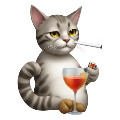 Cat smoking a cigarette and drinking a cocktail  sticker