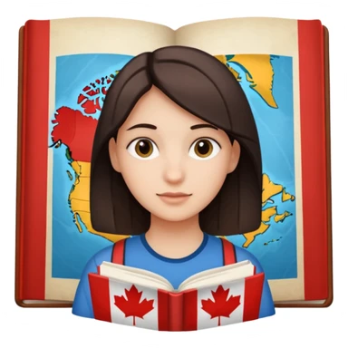 A person studying with a map of Canada in the background sticker