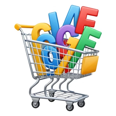shopping cart with AI letters inside sticker