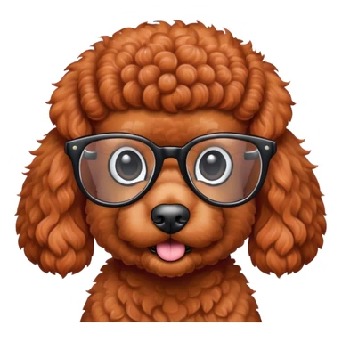 Red poodle with glasses on sticker