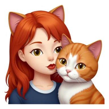 british cat kisses a red hair girl sticker