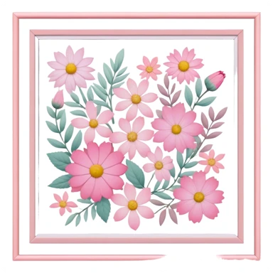 framed pastel and pink pressed florals sticker