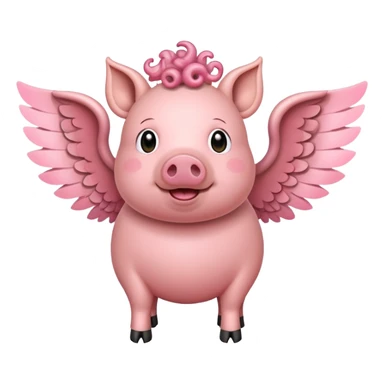 ￼A pig with wings and horns sticker