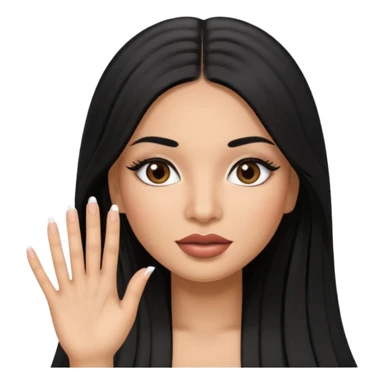 latina girl with straight long hair thats black memoji with nail no lipstick thats a baddie with lashes sticker