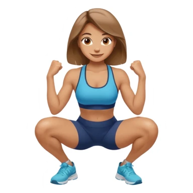 Beautiful woman with light brown shoulder length hair popping a squat without any weights sticker
