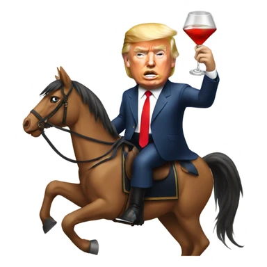 Donald Trump riding a horse drinking a martini  sticker