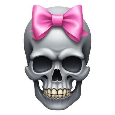 Grey Skull with a pink bow sticker