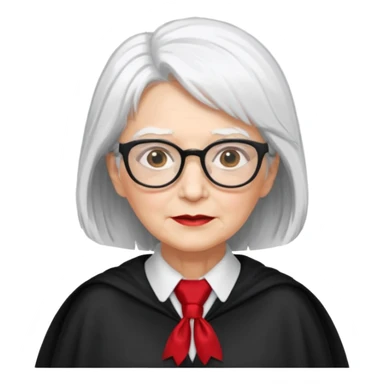 An older woman with glasses and white hair, in a red tie and black cape (might resemble Professor McGonagall). sticker