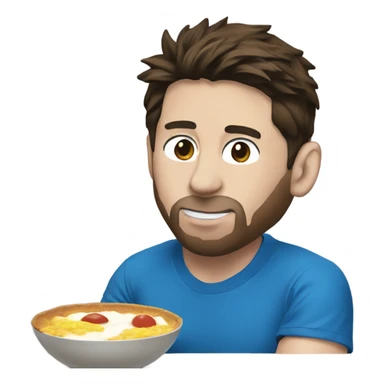 Blue tshirt Messi eating breakfast sticker