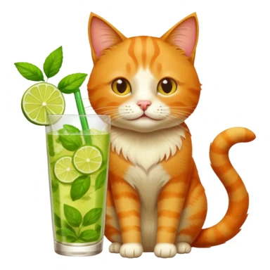 Chat roux qui boit un mojito  sticker