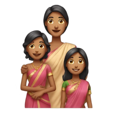 Indian family with 2 daughters  sticker