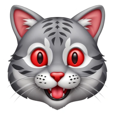 grey wildcat with a red nose and tongue sticker