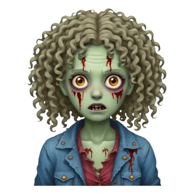 Zombie mulher de cabelo cacheado  sticker