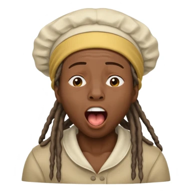 Make a African American with dreads and a bonet yawning sticker