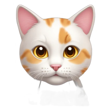 white orange cat cute with a small brown eyes and a paw pink necklace sticker