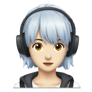 Rei ayanami with a black headphones sticker
