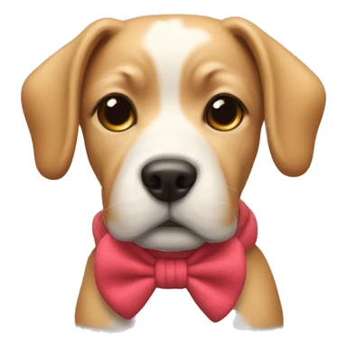 Dog wearing a bow sweater and a bow on there head sticker