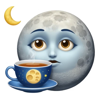 moon with under-eye circles drinking night tea sticker