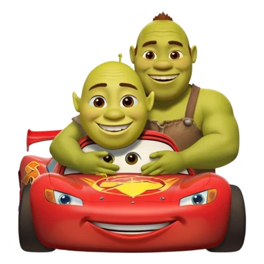 Lightning McQueen kissing Shrek sticker
