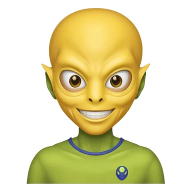 an alien with yellow mask and shirt, half upon
 sticker