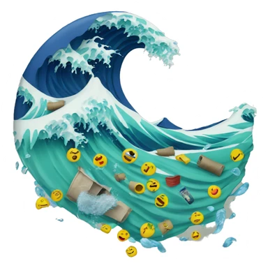 Wave with  waste floating sticker