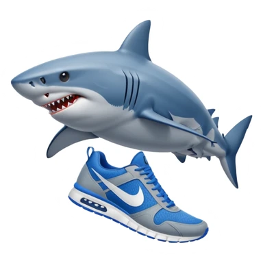 Shark with blue nike shoes on his legs sticker
