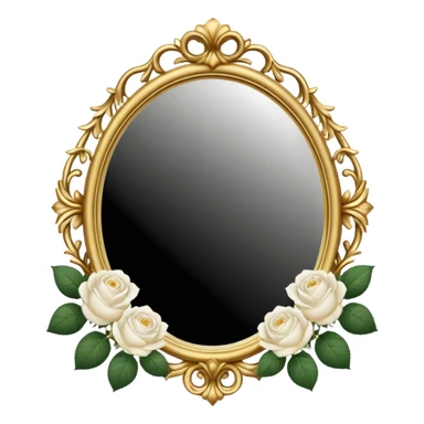 light academia mirror and white roses sticker