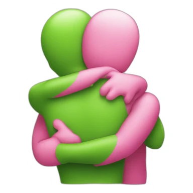 hug pink and green people sticker