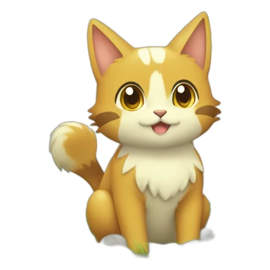 Sitting-bicolor-grass-type-pokemon-cat sticker