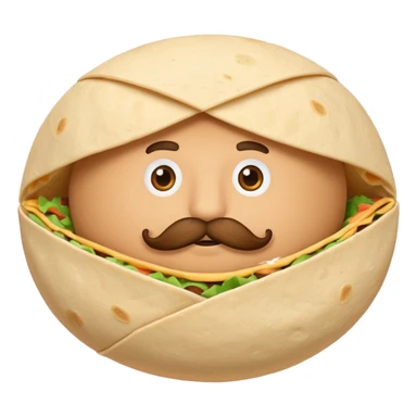 a fresh "Flting" flour tortilla football with a mustache sticker