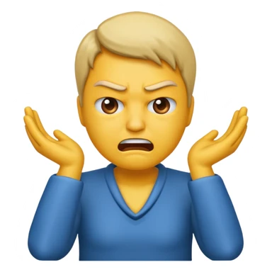 I want an emoji of a person with two hands around their neck and making like an angry face sticker