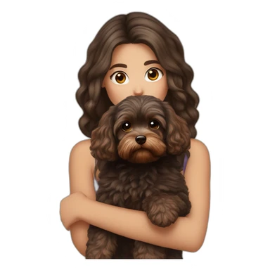 girl Ukrainian dark long  hair holding brown maltipoo sticker