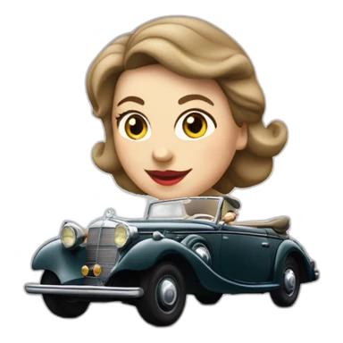 woman driving a 1939 Mercedes Benz 320B in the city sticker