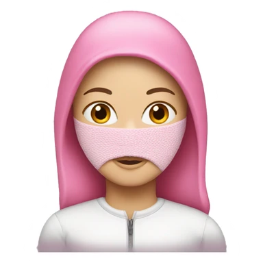 A White girl wearing a Pink ski mask  sticker