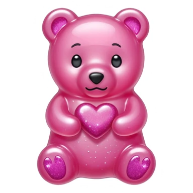 transparent pink gummy bear tender heart glitters pink sticker