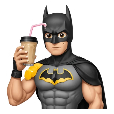 batman eating protein shake looking at his watch sticker