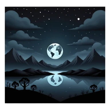 dark and eerie scene, the entire world covered in darkness. The sky is deep black with no stars or light, no moon, no glow just total void and silence. The atmosphere feels ominous and unsettling, as if darkness has swallowed everything. No characters, no visible light sources sticker