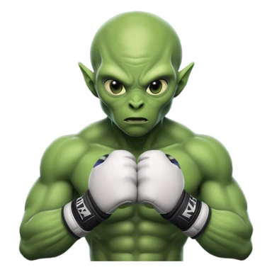 alien MMA fighter portrait, head and shoulders only, green skin, MMA gloves, focused intense expression, muscular alien build, 3D cartoon, mobile game icon style, clean background, no text, no watermark
 sticker