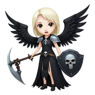 Necromancer girl with wings, a scythe and shield sticker