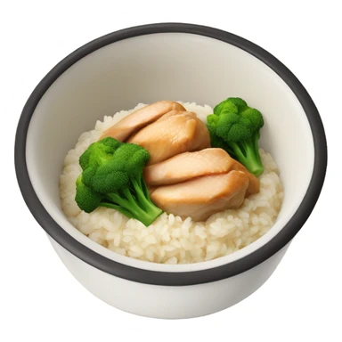 a bowl with chicken rice and brokoli in sticker