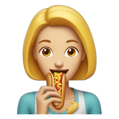 Woman eating hotdog sticker
