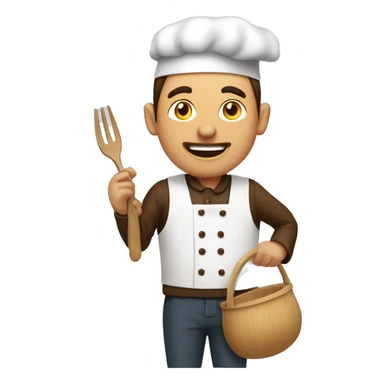 Homme brun qui cuisine en écoutant la radio sticker