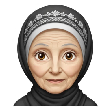 orthodox jewish woman with tichel kercheif circa. 1890 make into greyscale elderly sticker