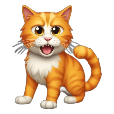 angry orange hairy cat with long tail sticker