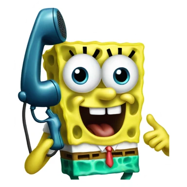 Spongebob calling on phone sticker
